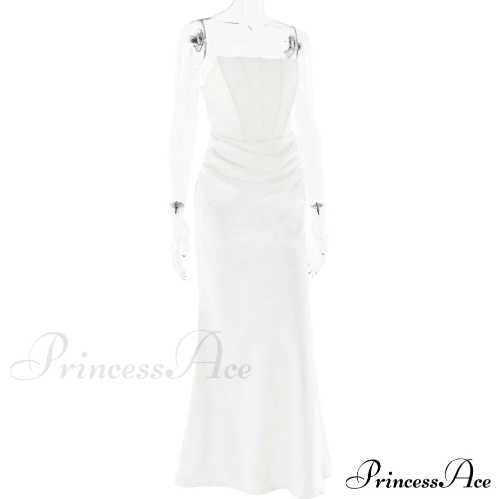 Satin Corset Stylish Maxi Dress Solid Long