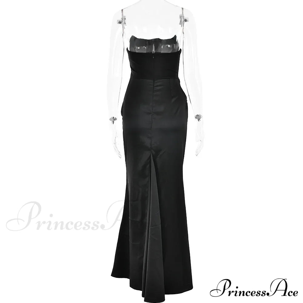 Satin Corset Stylish Maxi Dress Solid Long