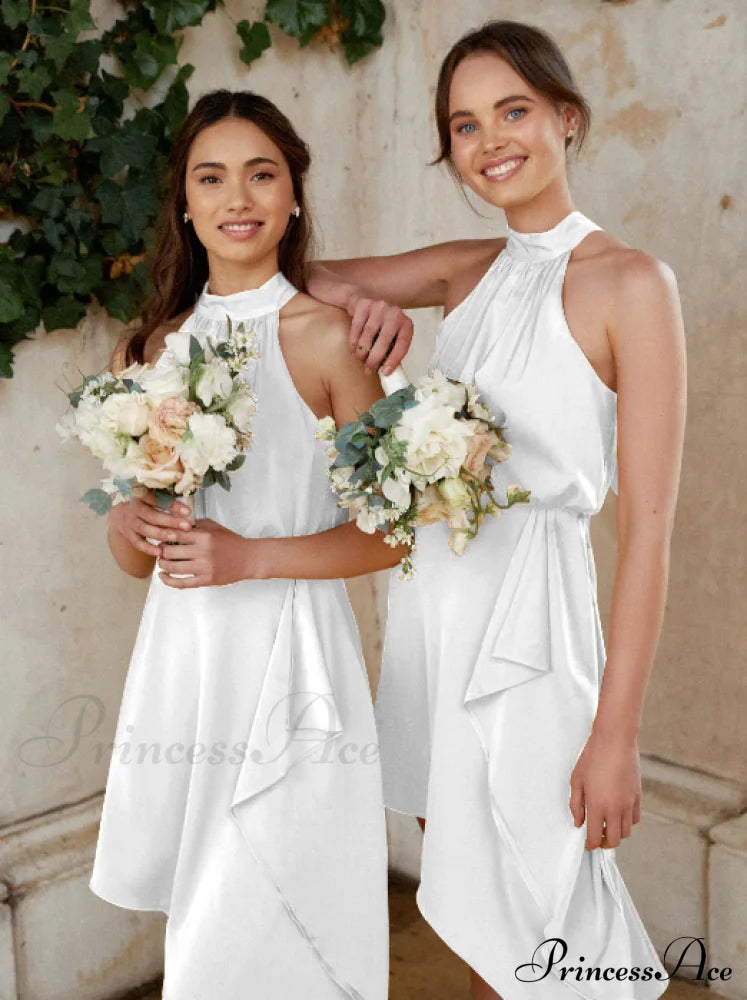 Satin Strap Dress With Hanging Neck S / Navy Blue Dresses