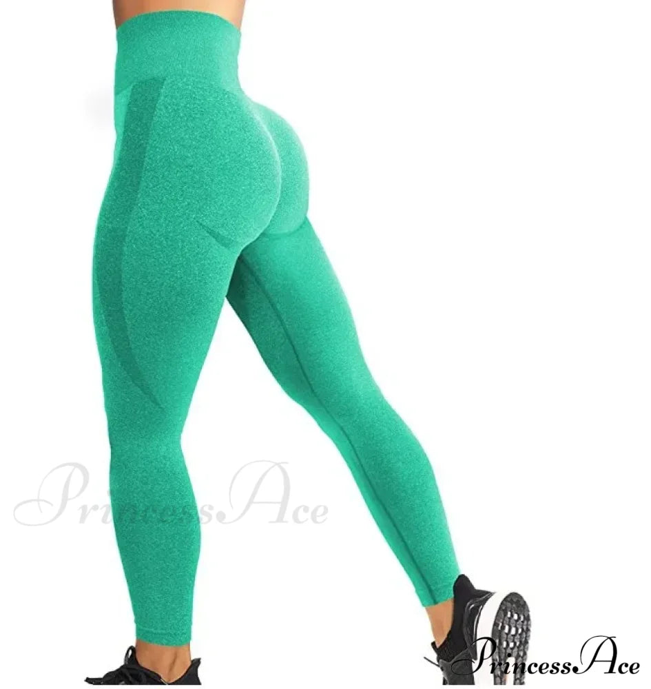Seamless Knit Fitness High Waist Gym Training Legging Green / S