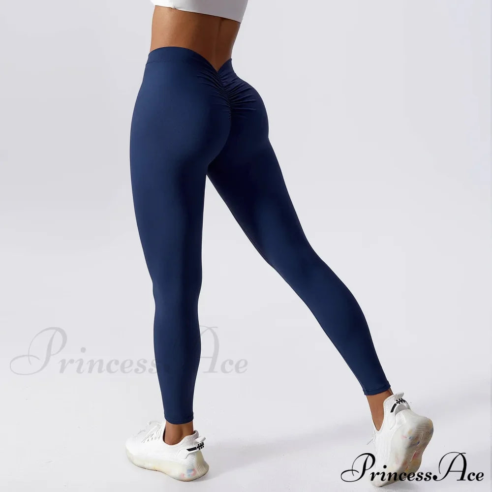 Seamless Push Up Gym Sports Clothing Legging Dark Blue / S
