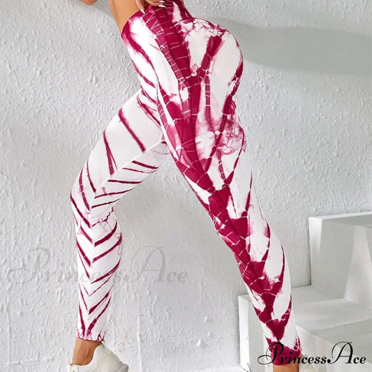 Seamless Tie-Dye High-Waist Workout Fashion Legging Red / S