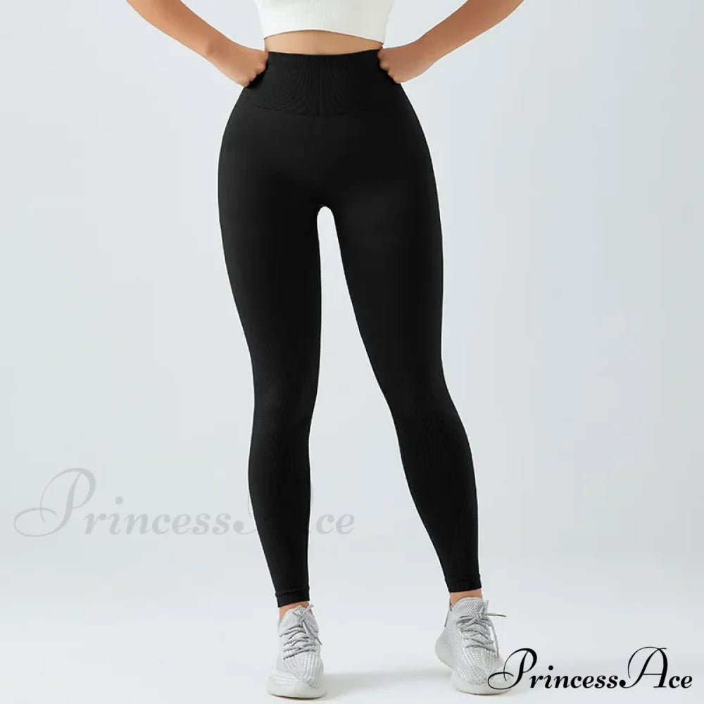 Seamless Waist Hip Lifting Skinny Yoga Legging Black / S