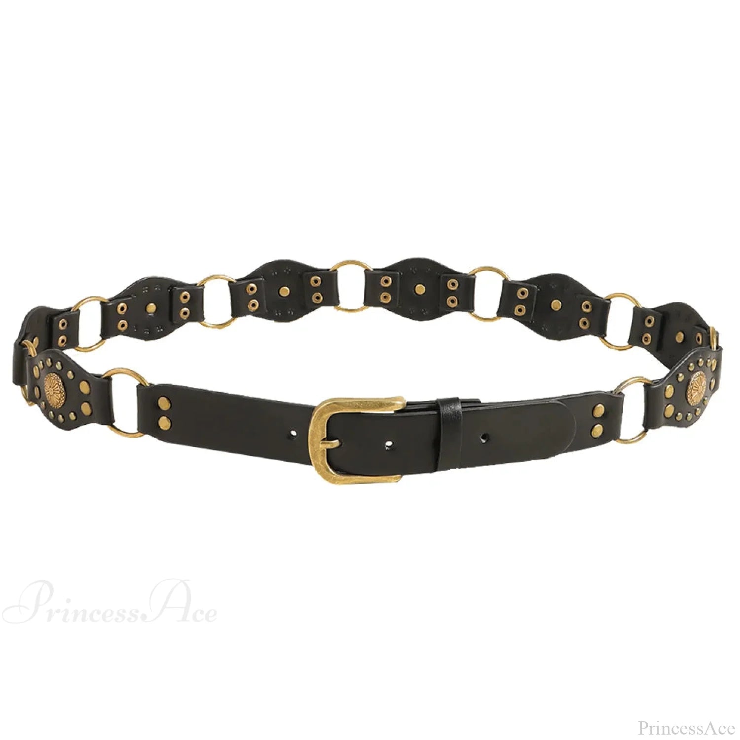 Seasoning Female Gothic Rivet Slim-Fit Belt Bronzerblack / 110cm