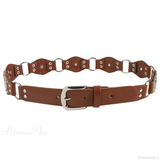 Seasoning Female Gothic Rivet Slim-Fit Belt Redsilver / 110cm