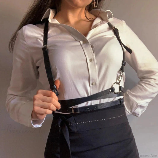 Seductive Gothic Leather Corset Strap black