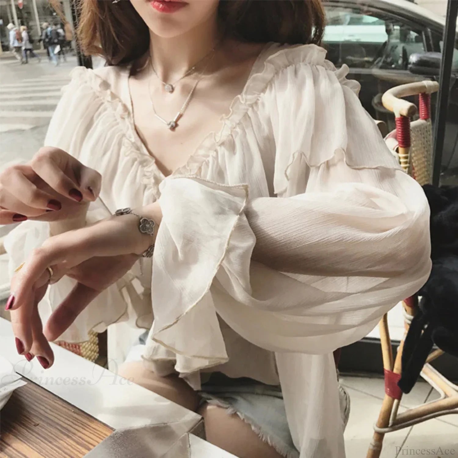 See Through Boho Mesh Ruffle Blouse blouse-250223