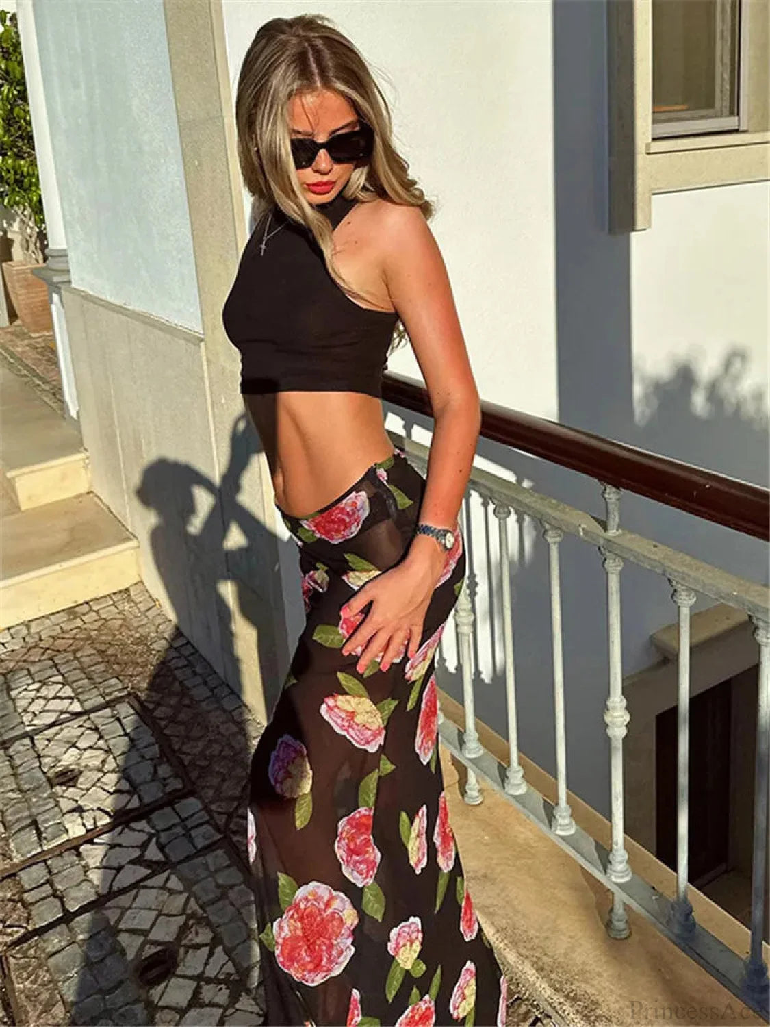 See-Through Flower Summer Cool Flare Bottom Mermaid Skirt skirt-250126