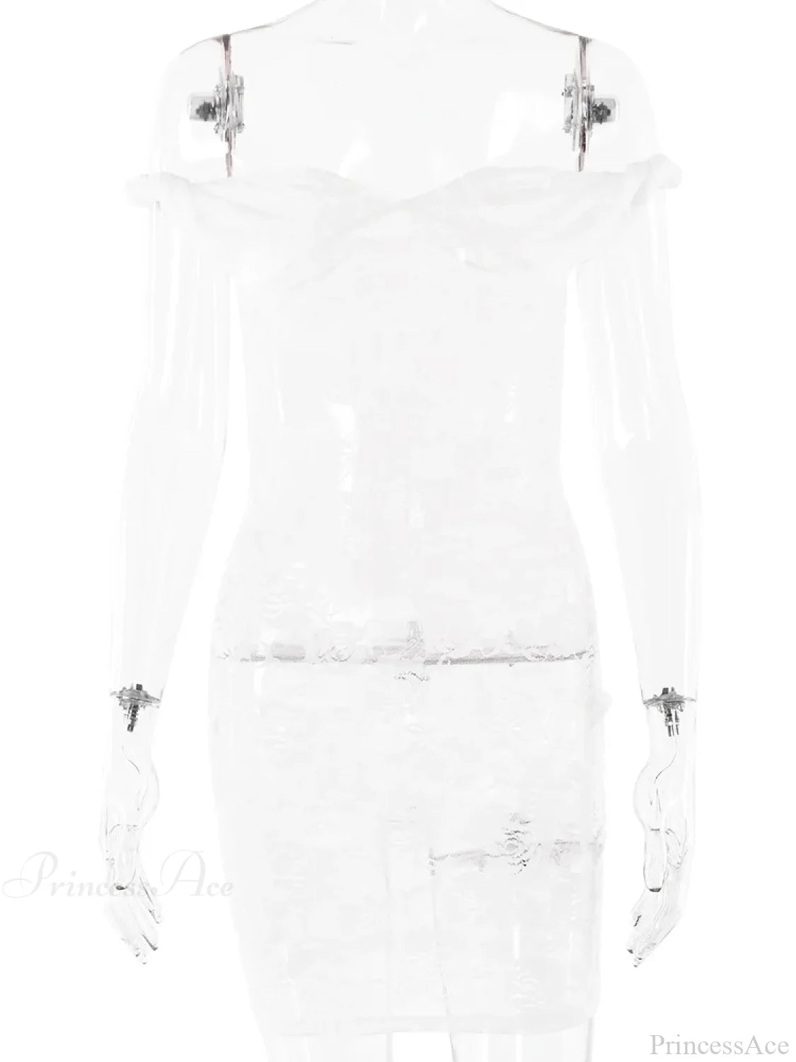 See-Through Lace Floral Off-Shoulder Bodycon Mini Floral Dress WHITE / S floraldress-250126