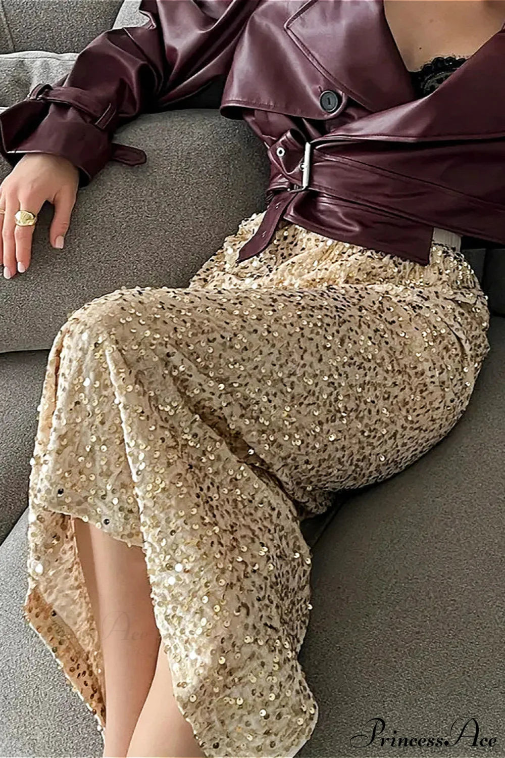 Sequin High Waist Midi Skirt