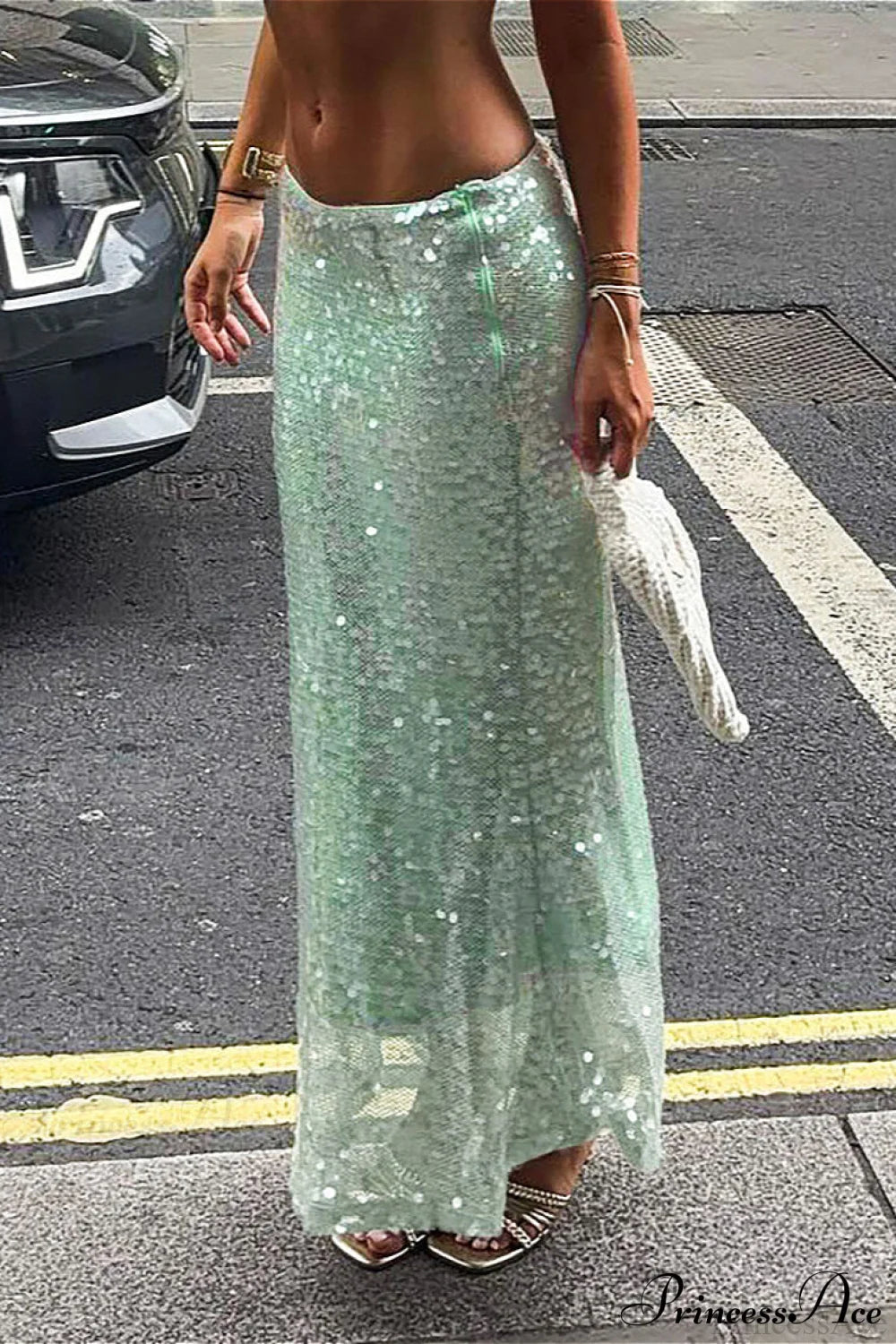 Sequin High Waist Slim Skirt