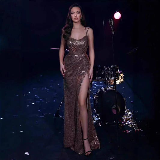 Sequin Off-Shoulder Slit Prom Dress promdress-250223