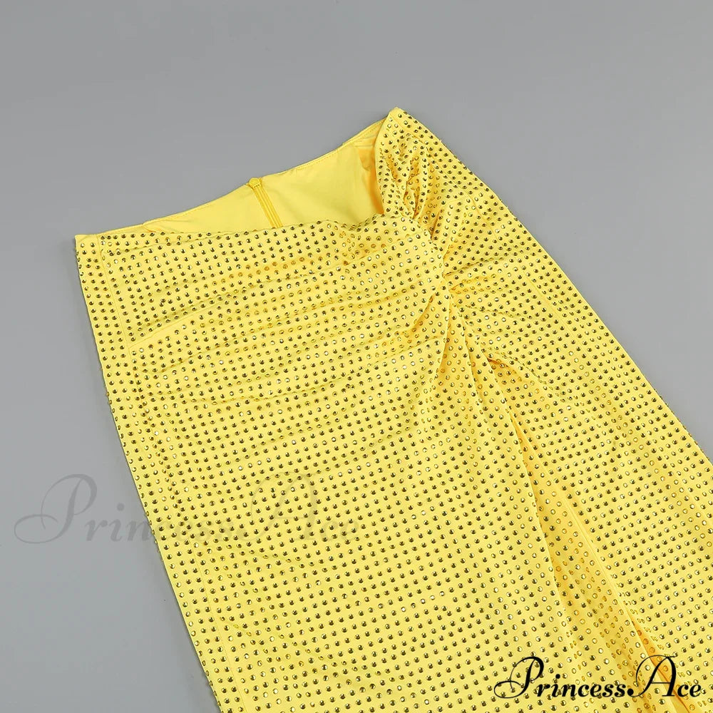 Sequin Open Back Tie Up Crop Modern Top And Wrap Midi Skirt Set High Split Suits