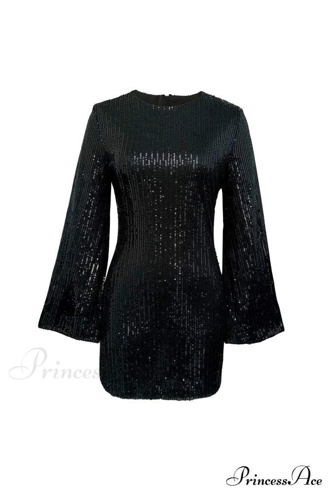 Sequins Flare Sleeve Dress Mini Dresses