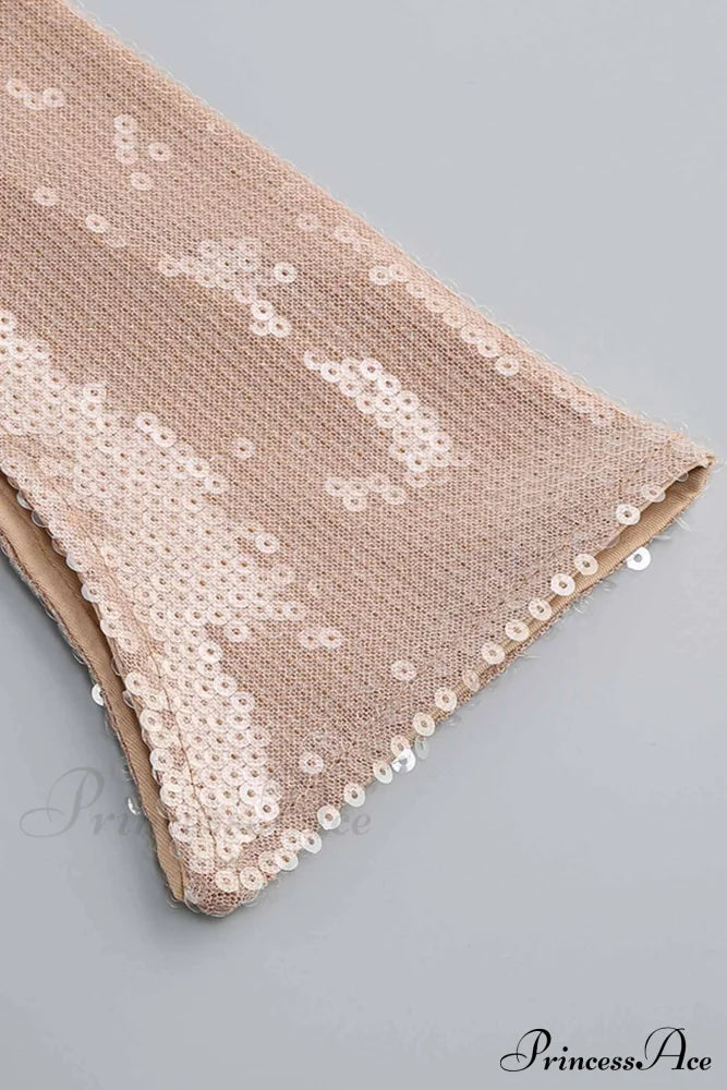 Sequins V Neck Flares Sleeve Pack Hip Dress Mini Dresses