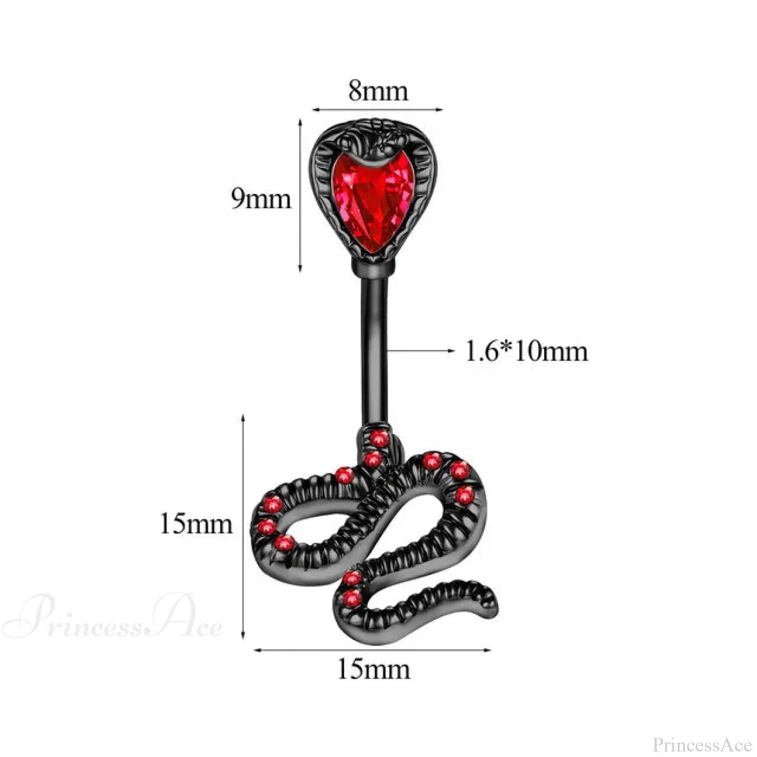 Serpent Crystal Bloom Dark Belly Ring Black2