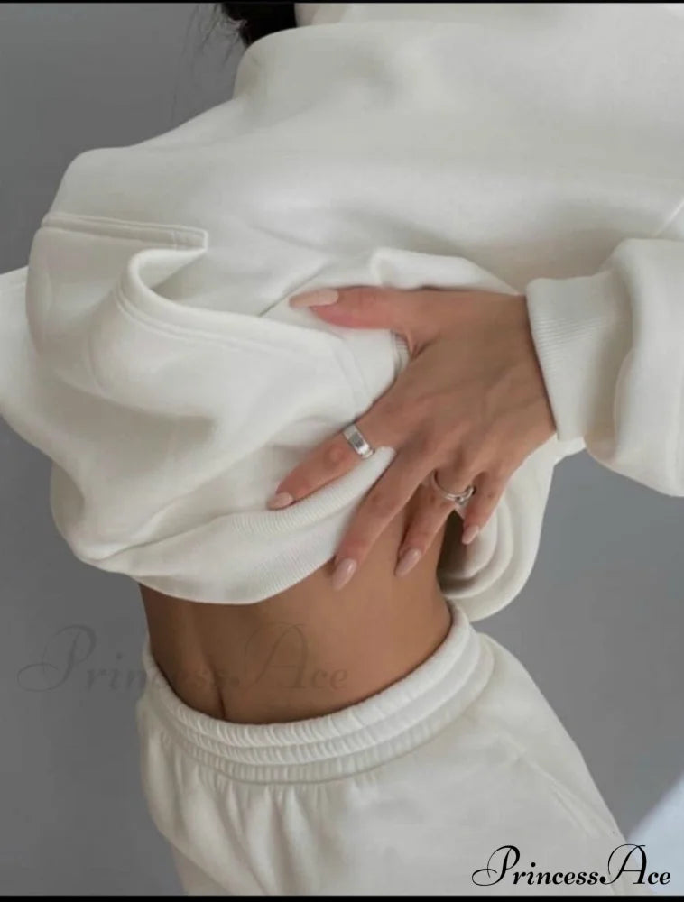 Set Autumn Tracksuit Spring Sweatshirt Wide Pants Top Women’s And Leg Hooded Casual Sportswear