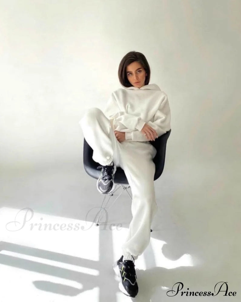 Set Autumn Tracksuit Spring Sweatshirt Wide Pants Top Women’s And Leg Hooded Casual Sportswear