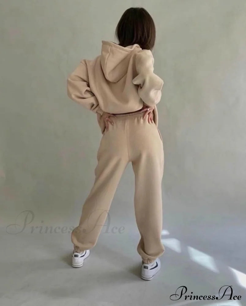 Set Autumn Tracksuit Spring Sweatshirt Wide Pants Top Women’s And Leg Hooded Casual Sportswear