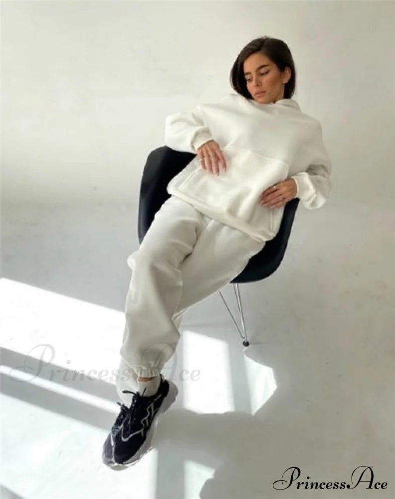 Set Autumn Tracksuit Spring Sweatshirt Wide Pants Top Women’s And Leg Hooded Casual Sportswear