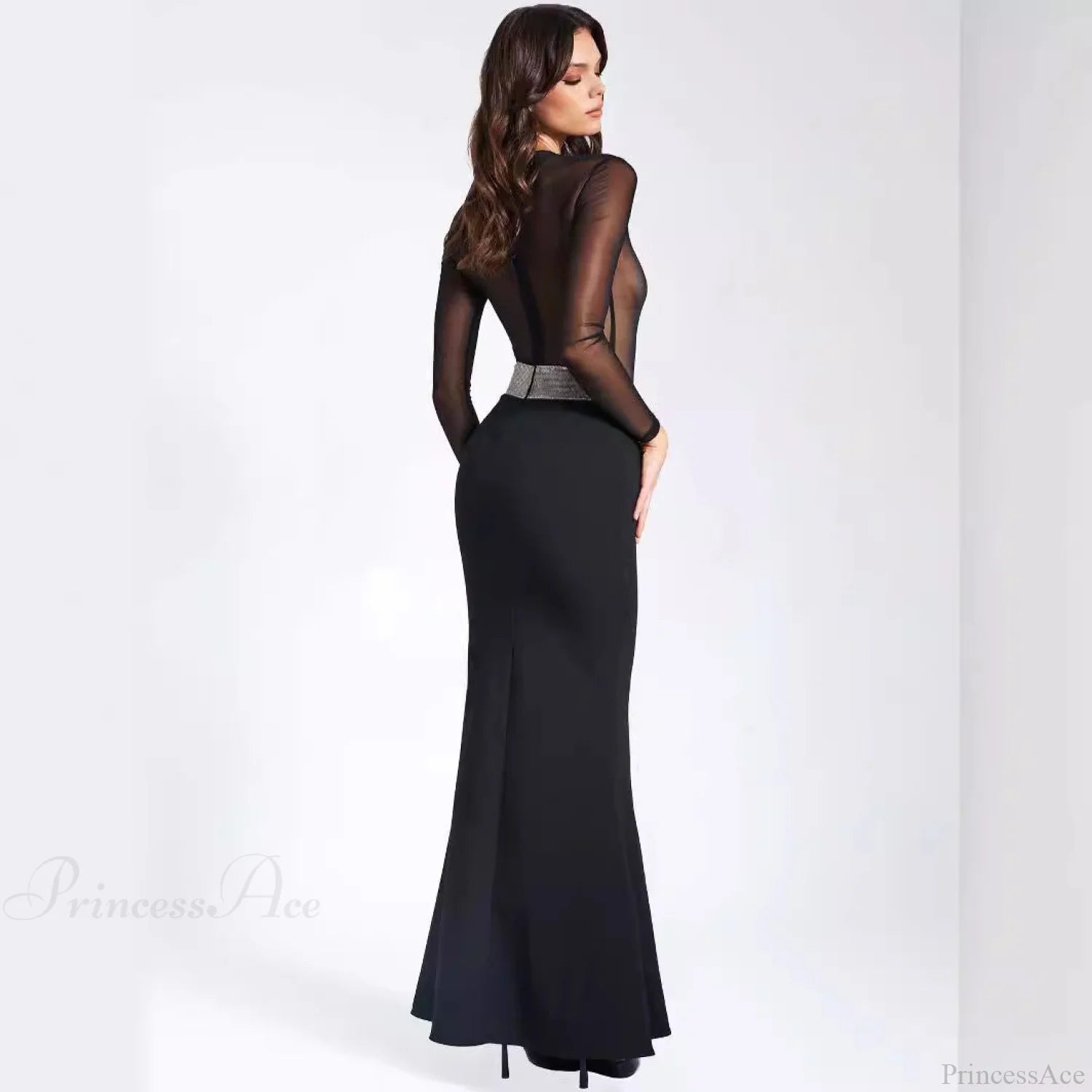 Sexy Backless Rhinestone Party Dress Prom Dress black / XS promdress-250223