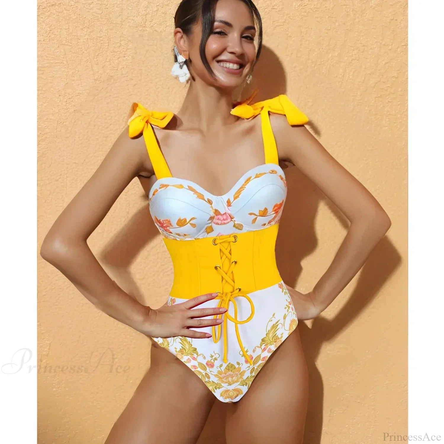 Sexy Cut Out Push Up One Piece Swimsuit Yellow / S onepiece-250223