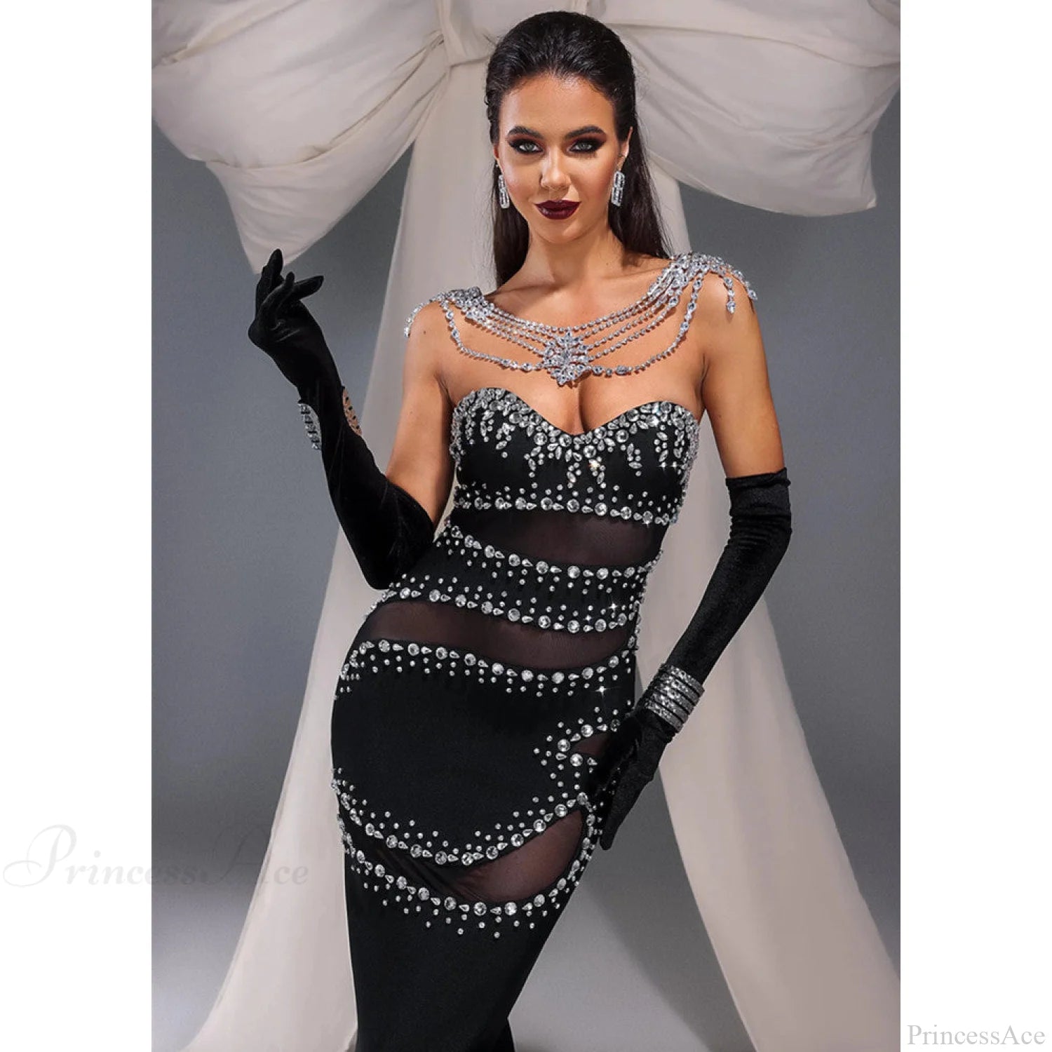 Sexy Glitter Bodycon Bandage Dress Party Prom Dress promdress-250223