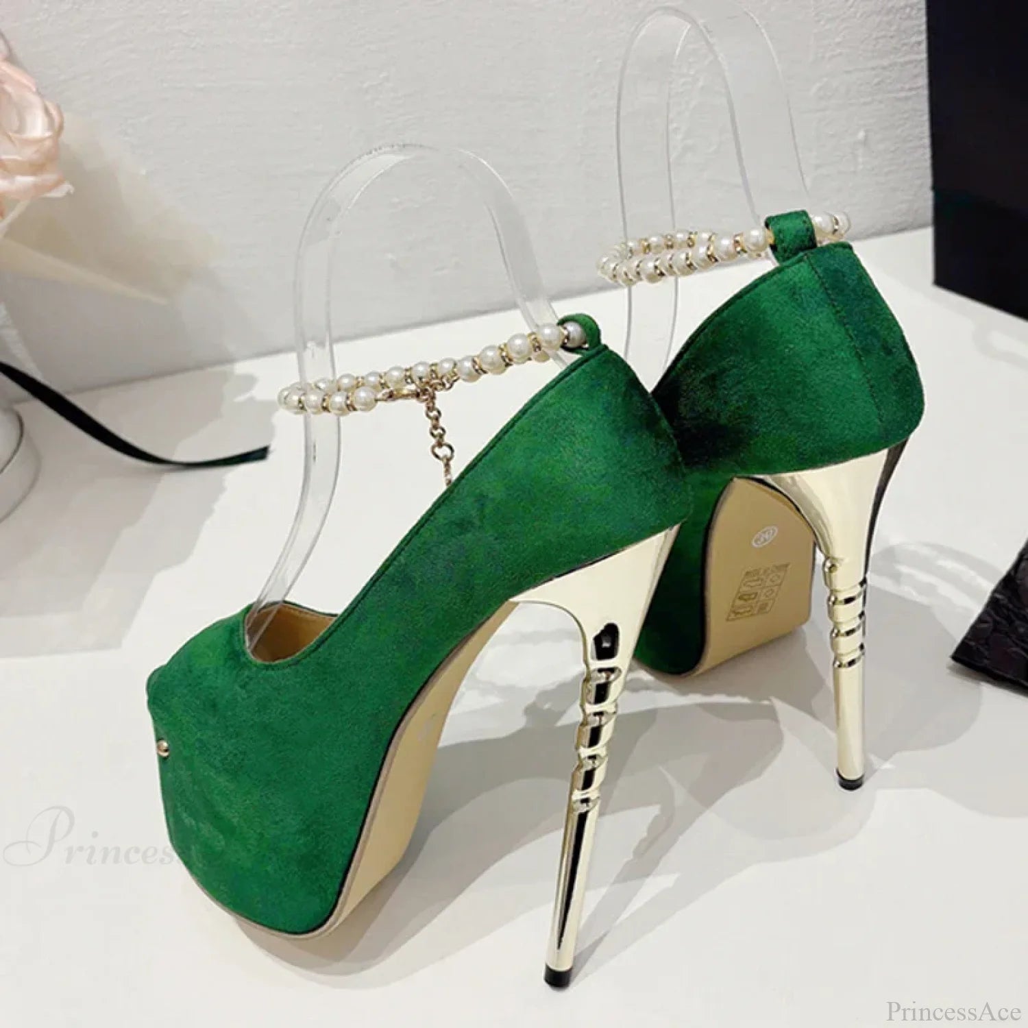Sexy Green Peep-Toe Platform Wedding High Heelsfashion Elegant Banquet Stripper Heel