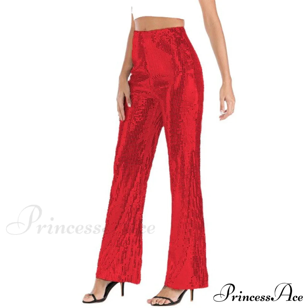 Sexy Nightclub See-Through Pants Red / S