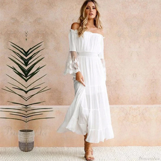 Sexy Off-Shoulder Lace Boho Dress bohodress-250126