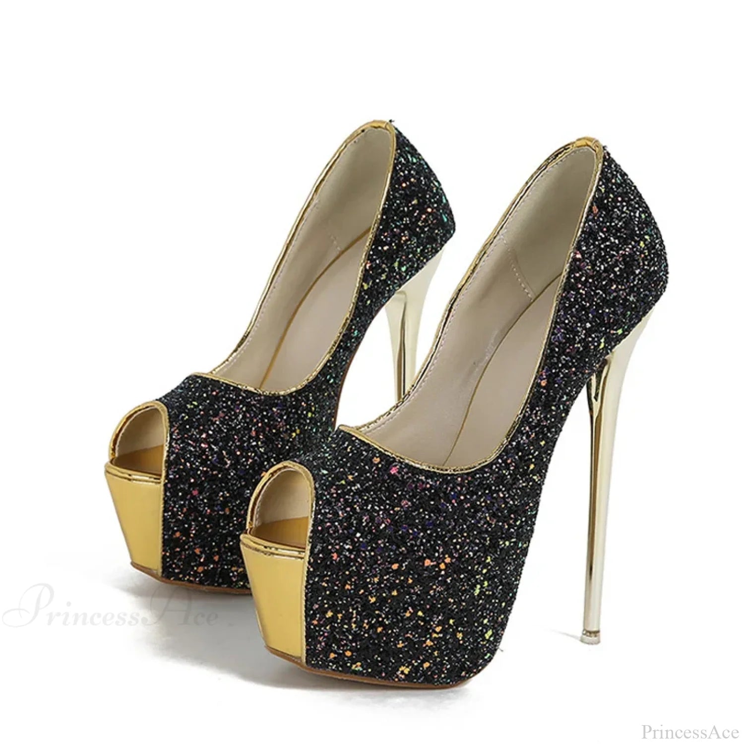 Sexy Peep-Toe Extreme High-Heels Party Nightclub Stripper Pole-Dance Sequined Cloth Platform High