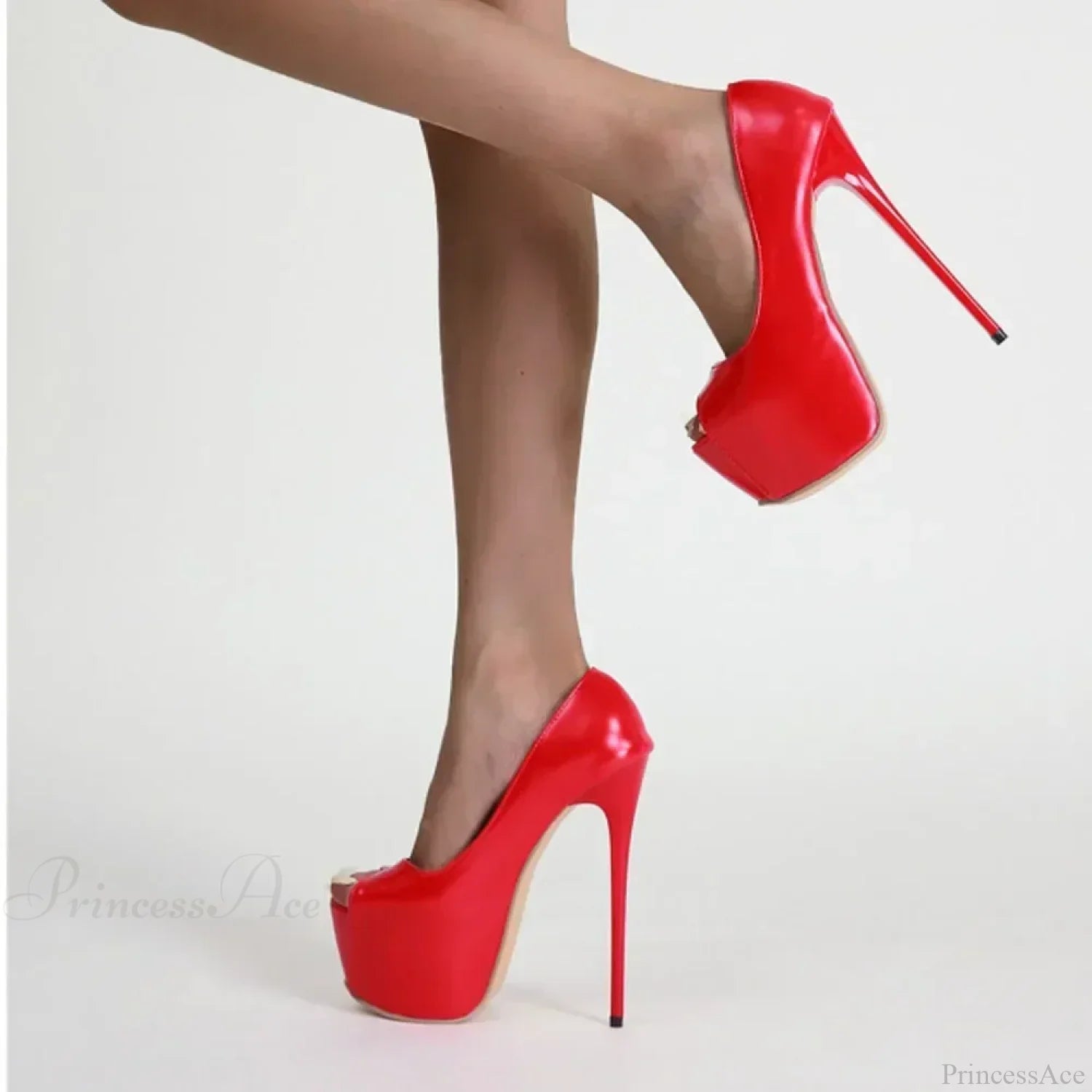 Sexy Red Fish Mouth Platform Shallow Women Pumps Ultra Super Stiletto Heels Party Walk High Heel