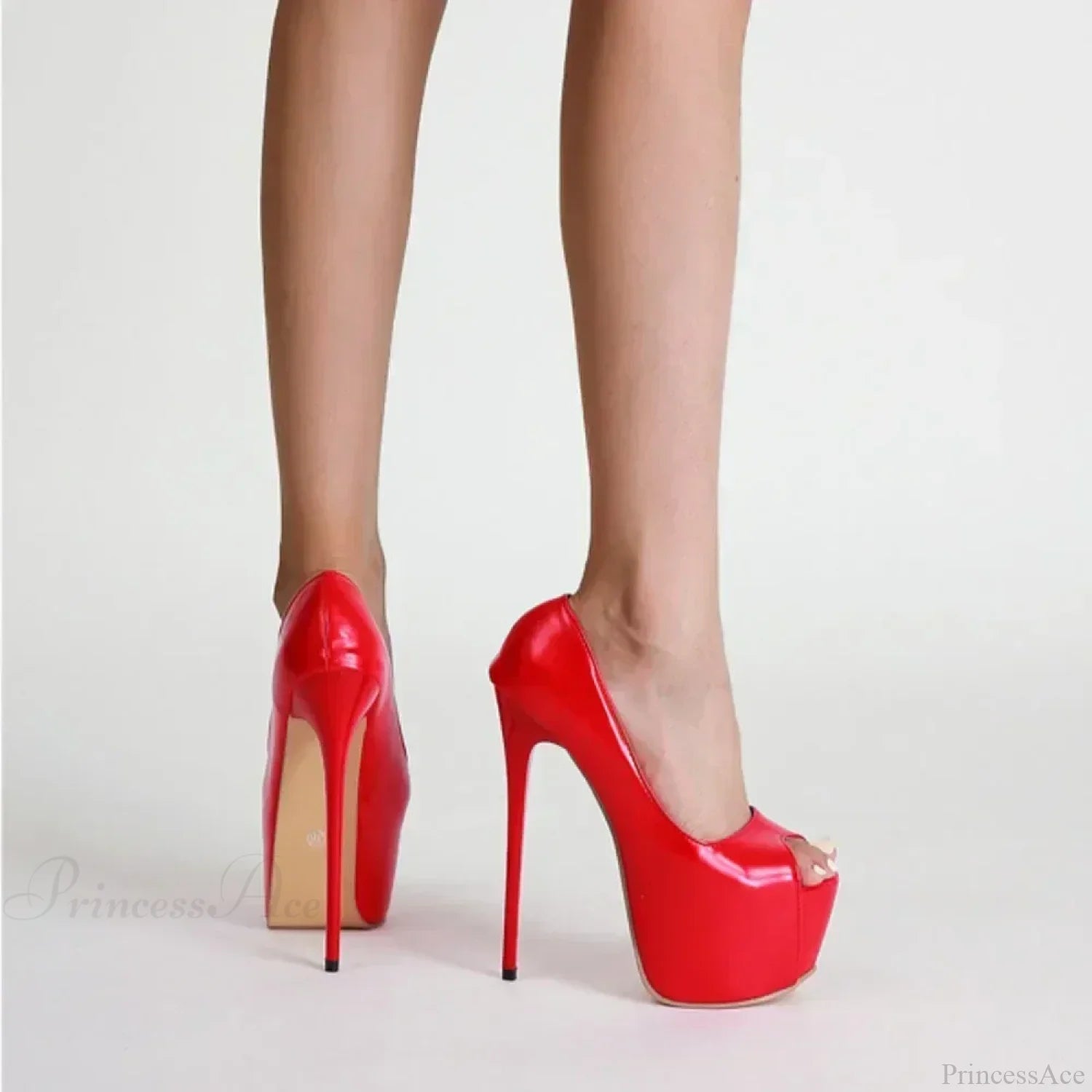 Sexy Red Fish Mouth Platform Shallow Women Pumps Ultra Super Stiletto Heels Party Walk High Heel