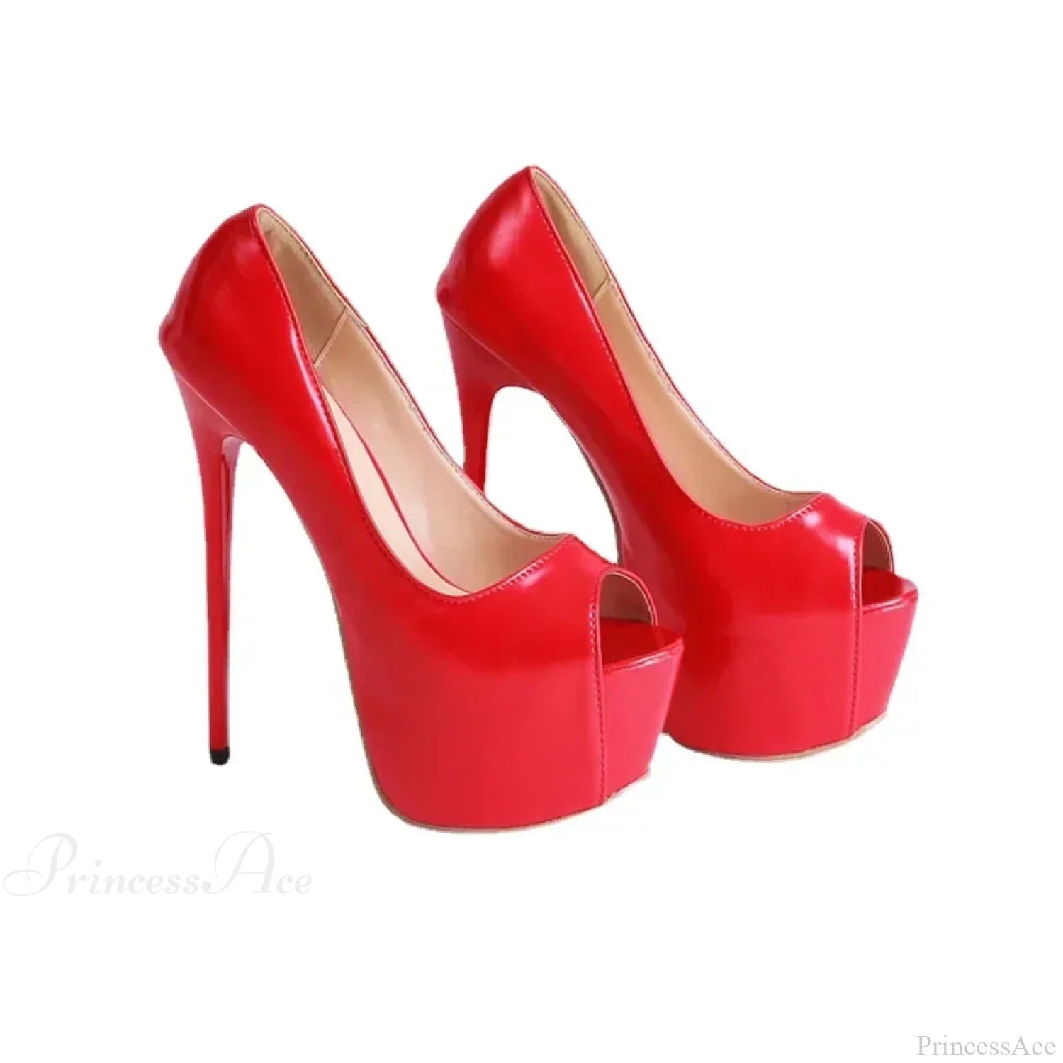 Sexy Red Fish Mouth Platform Shallow Women Pumps Ultra Super Stiletto Heels Party Walk High Heel