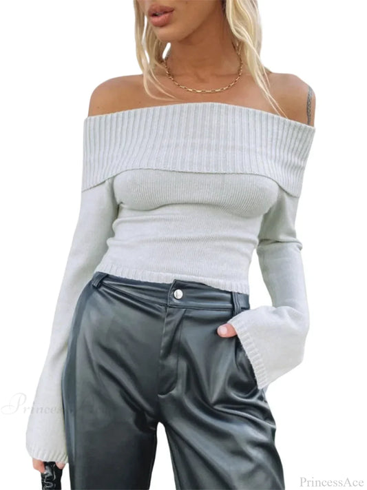 Sexy Slim Crop Off Shoulder Sweater