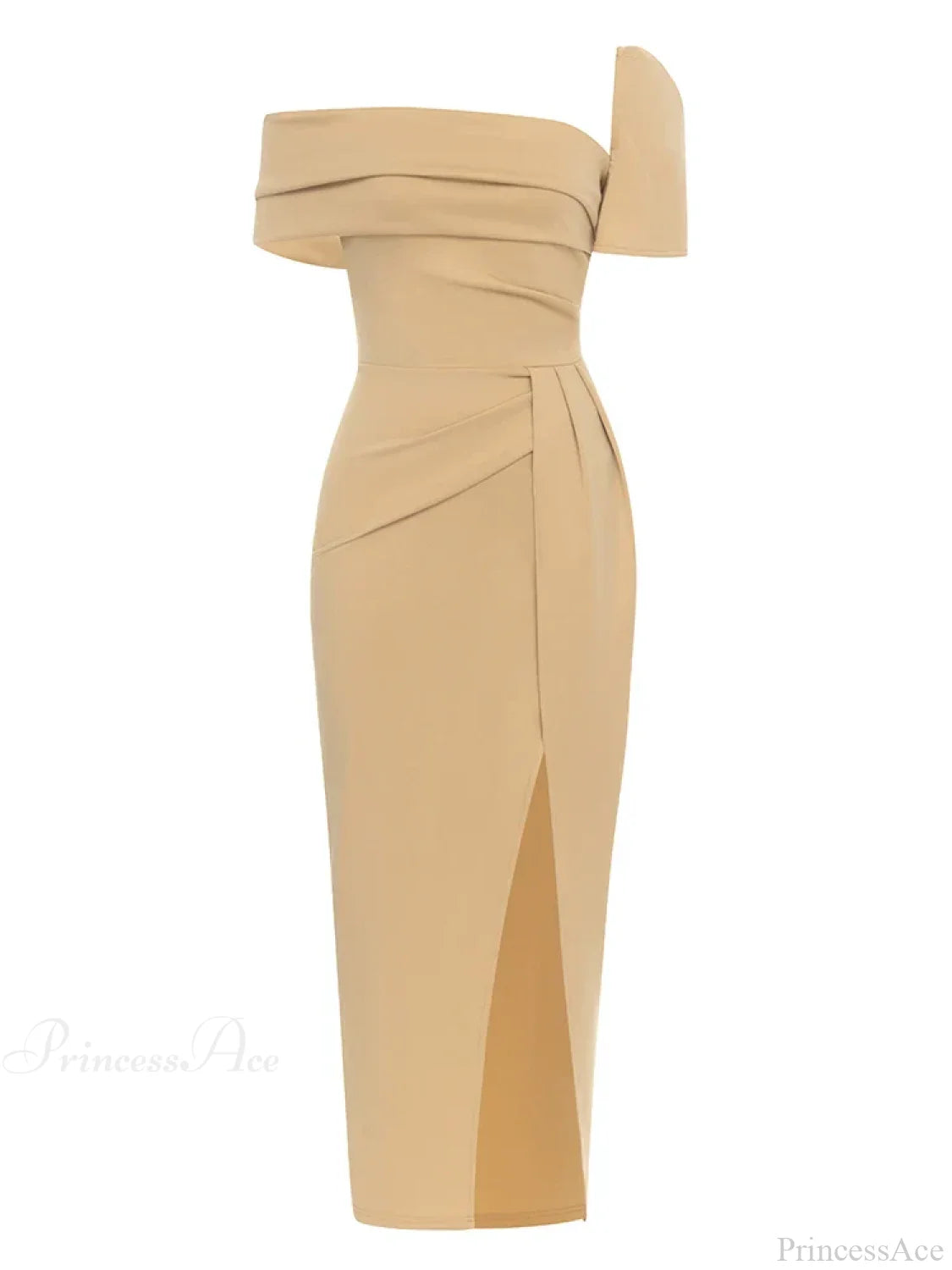 Sexy Square Collar Folds Design Long Dress Short Sleeves Christmas Party Yellow / S Dresses-L