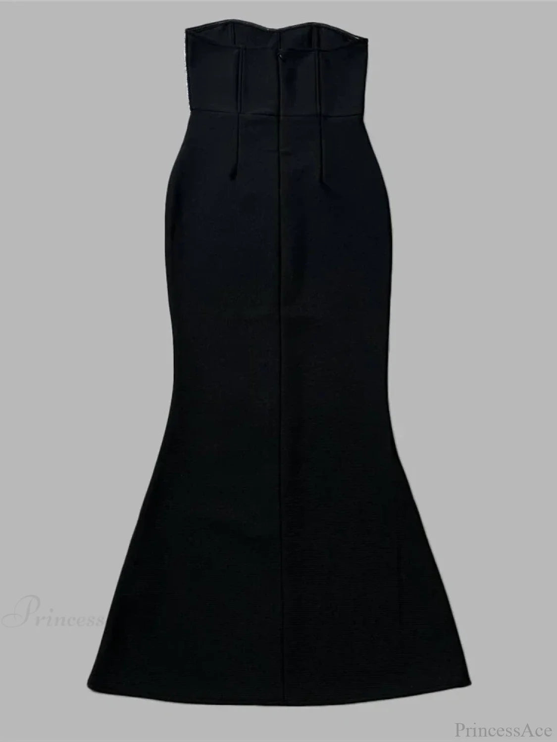 Sexy Strapless Diamonds Chain Bandage Long Black Sleeveless Backless Crystal Christmas Party Dress