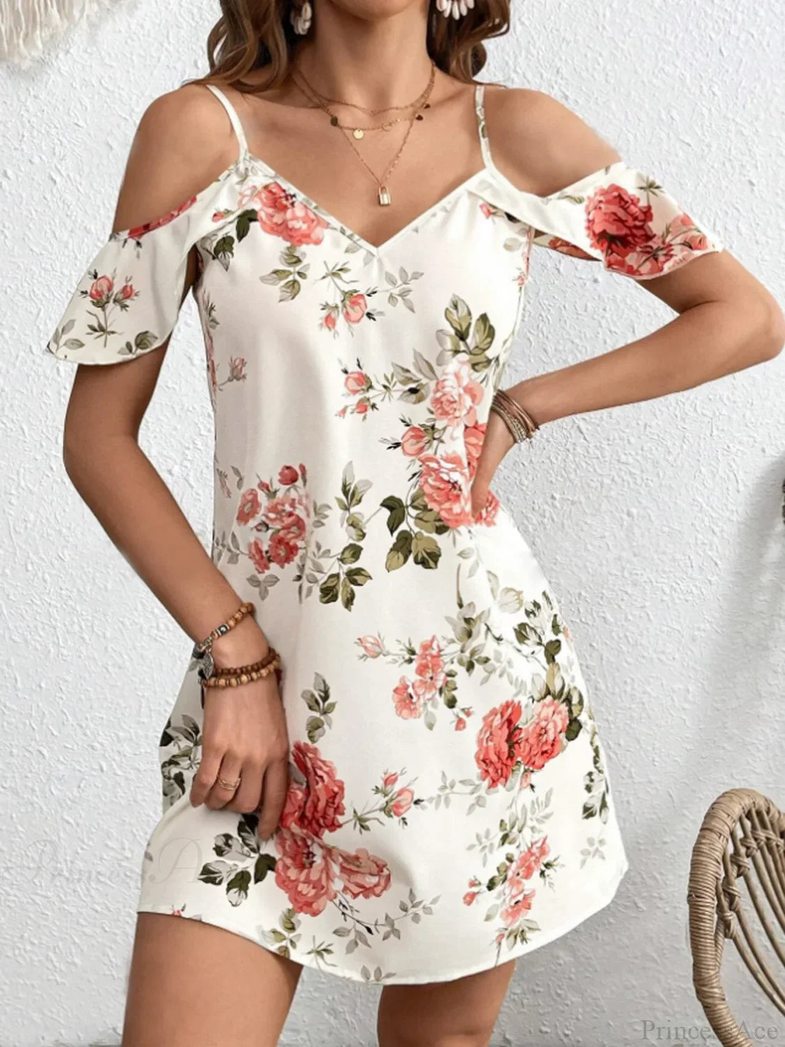 Sexy Strapless Printed Summer Floral Dress White1 / S oldfloraldress-250126