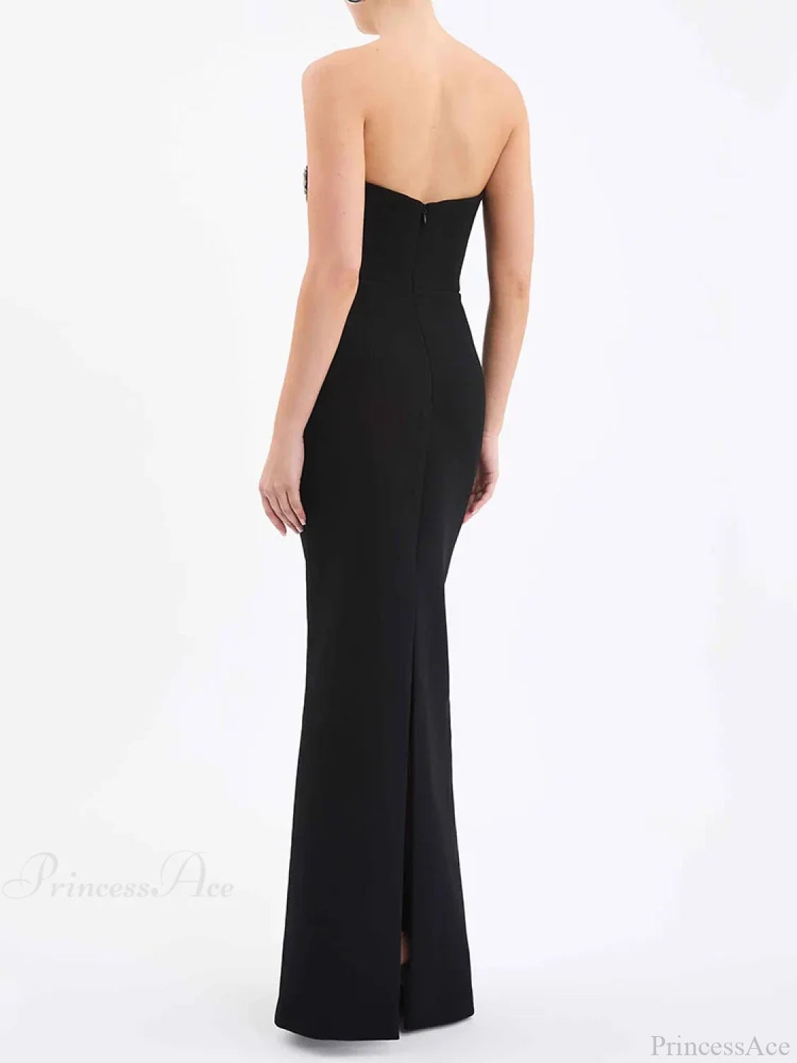 Sexy Strapless V Neck Lace Sequin Design Black Velvet Christmas Party Dress Dresses-L