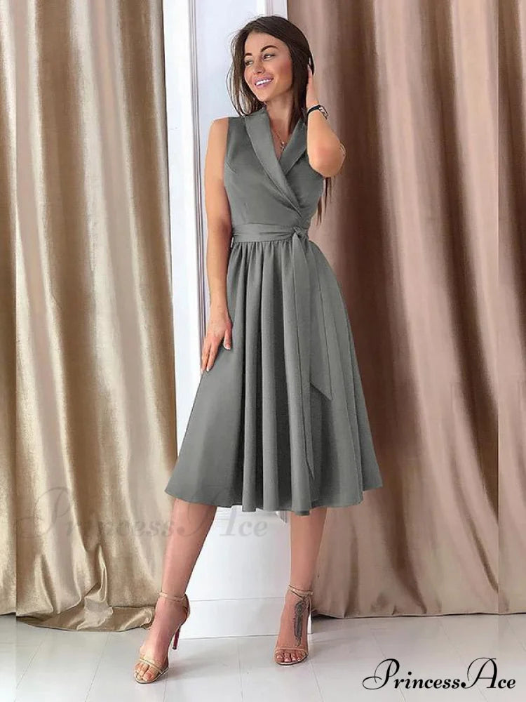 Sexy V-Neck Bandage Midi Dress With Sleeves S / Burgundy Dresses