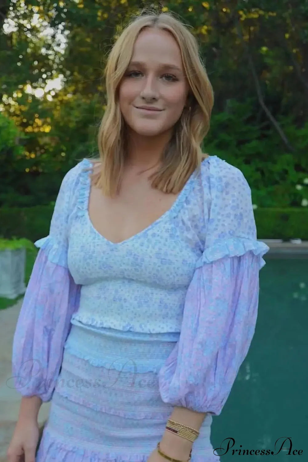 Sexy V-Neck Ruffle Floral Lantern Sleeve Boho Dress