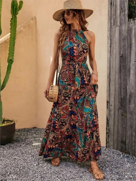 Sexy Vintage Hanging Neck Boho Dress bohodress-250126