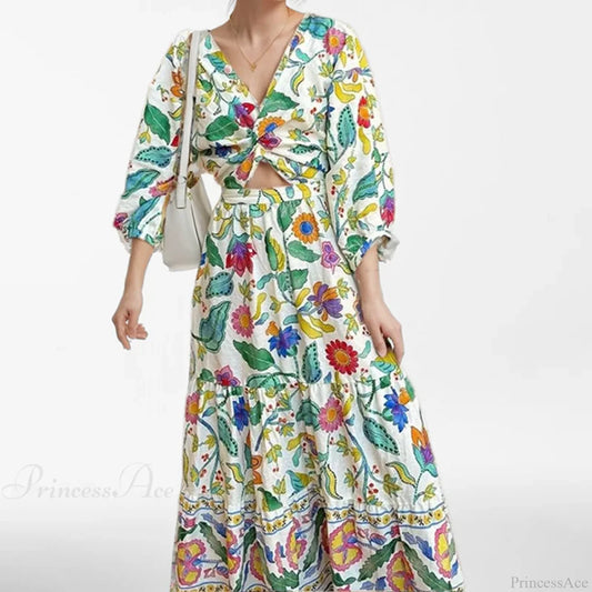 Sexy Waist Cinching Floral Dress Lavender / S oldfloraldress-250126