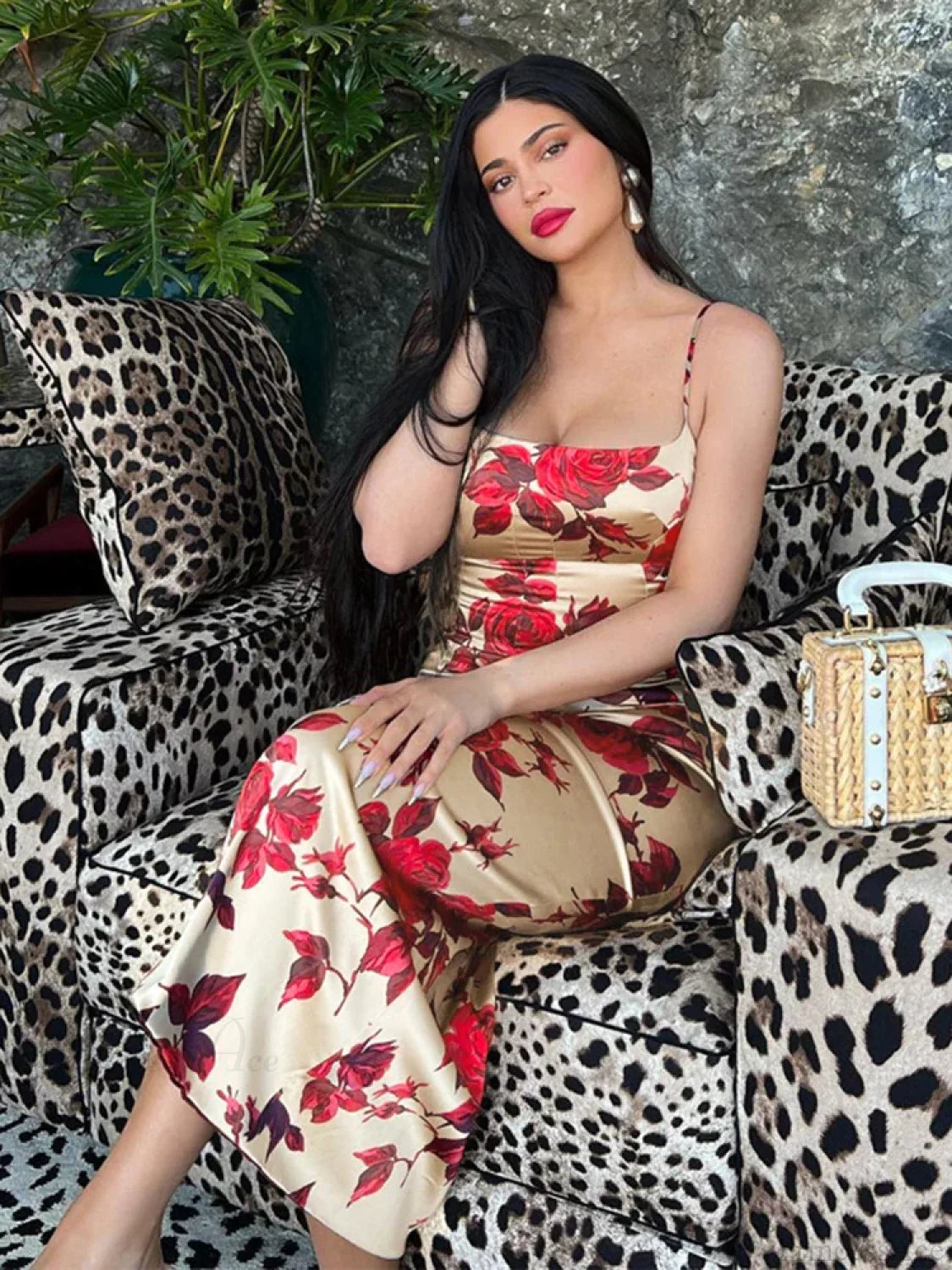 Sexy Y2K Floral Print Backless Bodycon Midi Dress floraldress-250126