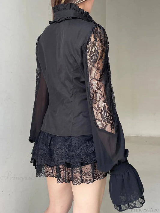 Shadowy Patchwork Lace Blouse