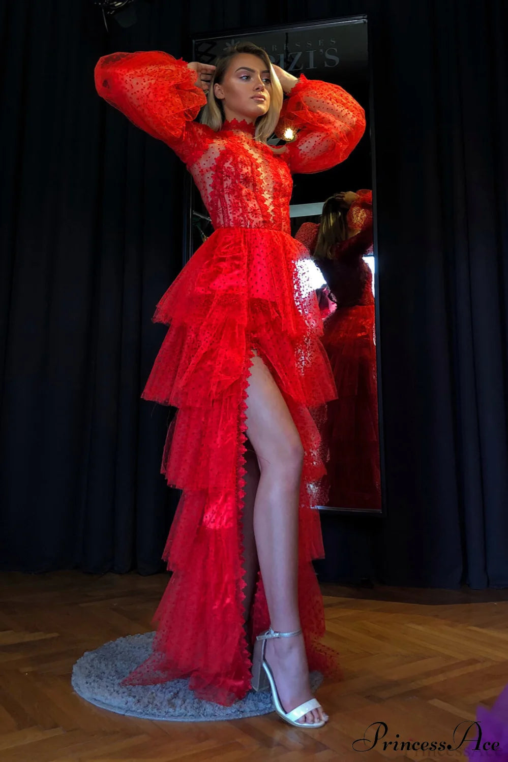 Sheer Mesh Long Sleeve Party Party Dress