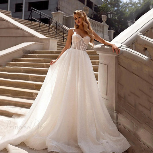 Sheer Tie-Way Sparkle Wedding Dress weddingdress-250223