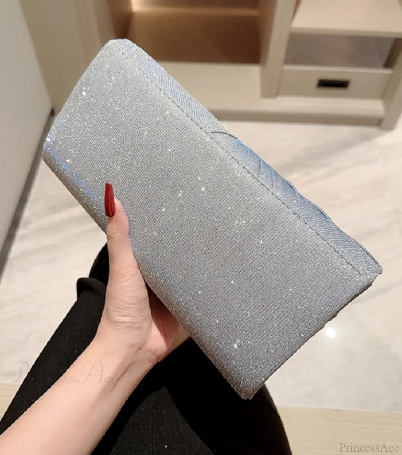 Shining Dinner Handbag Wedding Evening Silver Crossbody Bag clutchbag-250126