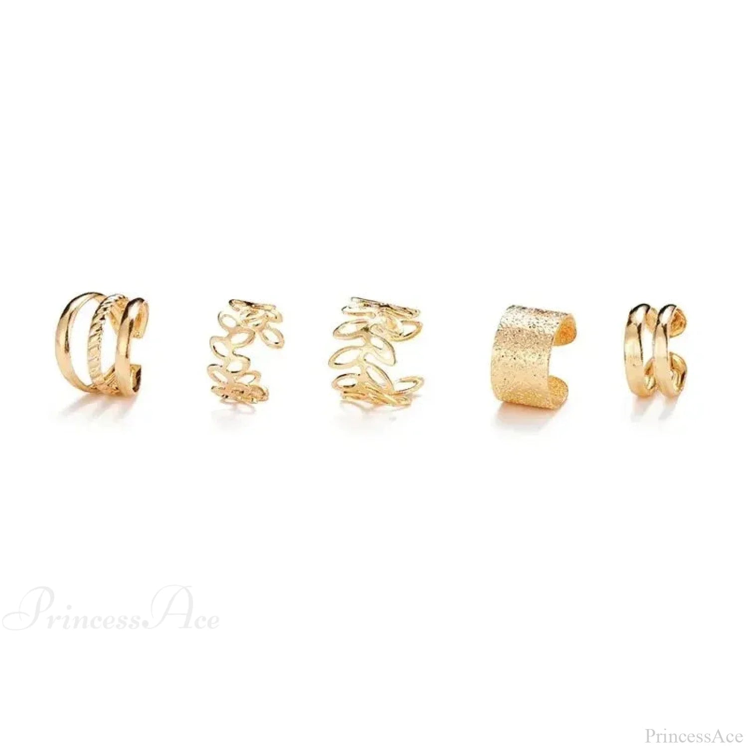 Shiny Foliage Clamp Basic Non-Puncturing Earring Gold