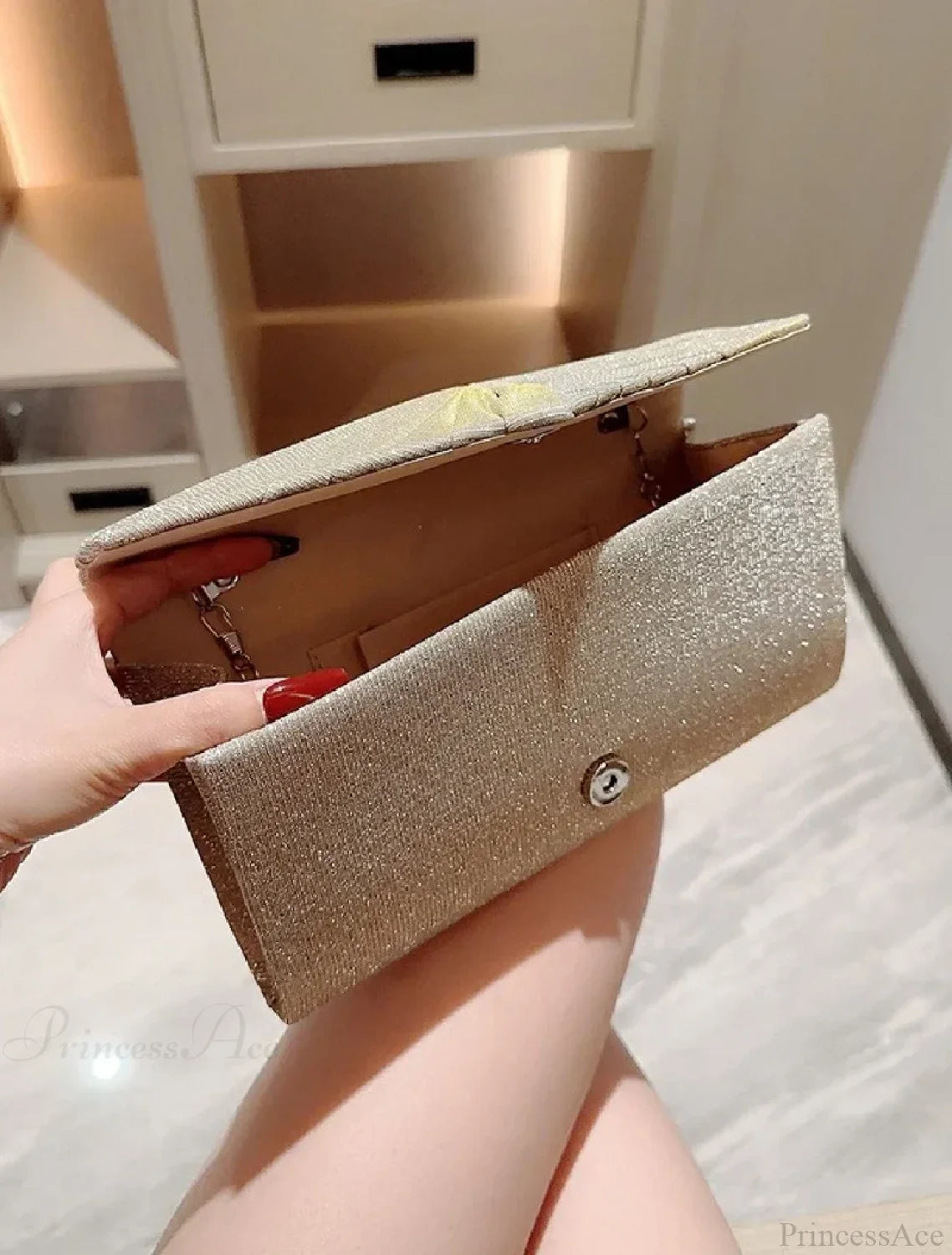 Shiny Gold Silver Long Sequin Evening Clutch Bag for Women clutchbag-250126